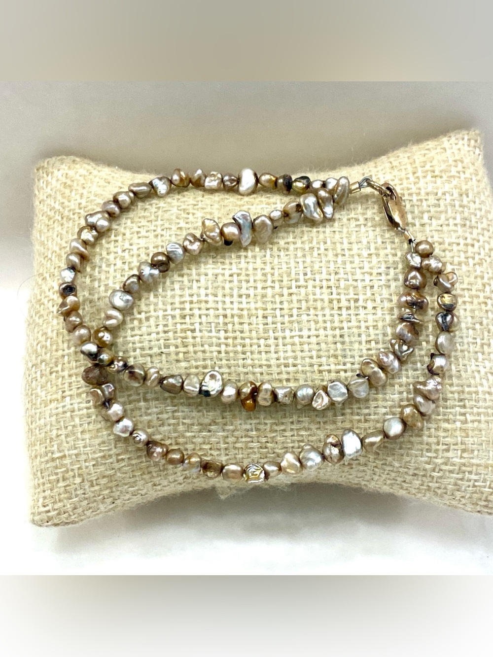 Irregular Freshwater Pearl Bracelet - Taupe Brown Elegance